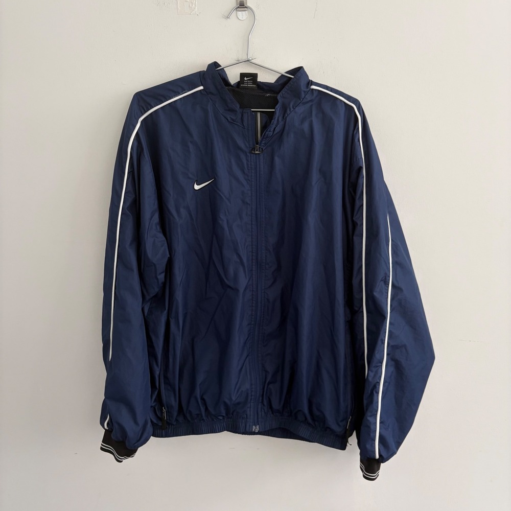 Nike Team Navy Blue Full Zip Windbreaker Jacket Mens Large